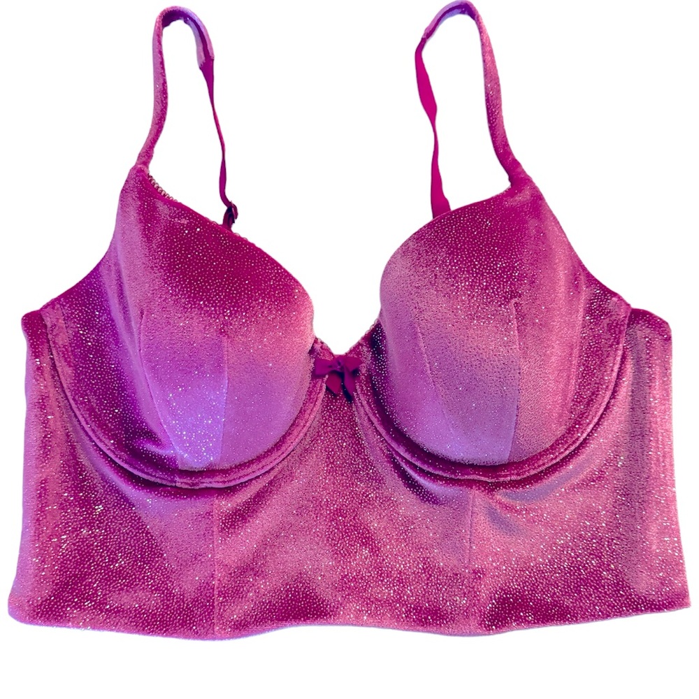 Victoria’s Secret Lined Demi Double Corset Style Velvety Sparkle Bra Size 36C